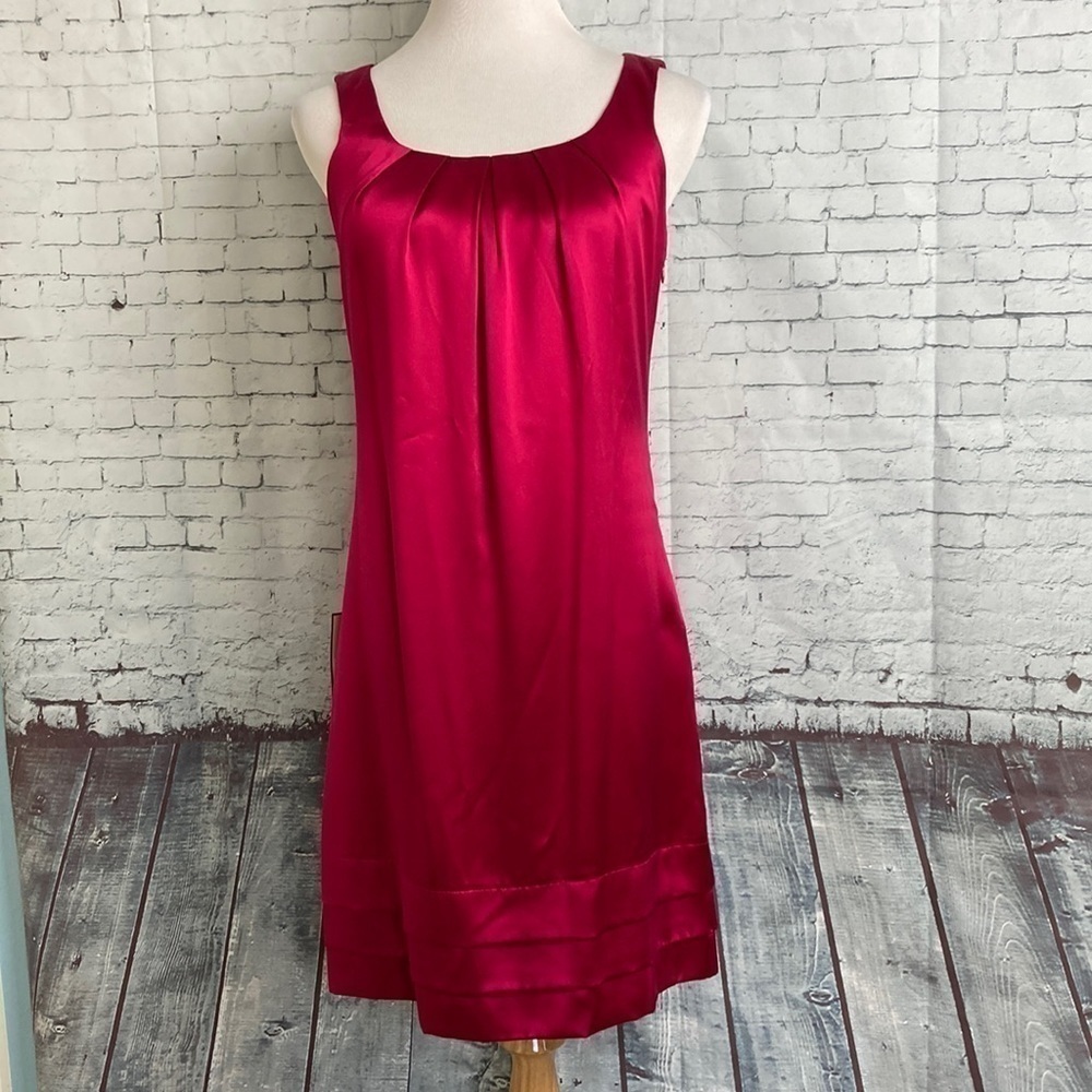 Ann Taylor Pink Silk Sleeveless Dress Size 2 office shift workwear spring summer